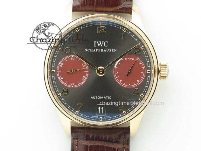 MIROTIME 0312 Unique Portuguese IW3714 Diam ZF V2 1:1 Best Edition Gray Dial On Brown Leather Strap A79350 (Slim Movement) 7250